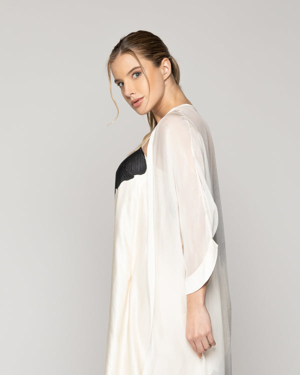 Tapado Mujer Dora Largo Gasa Blanco Crudo Lineatre
