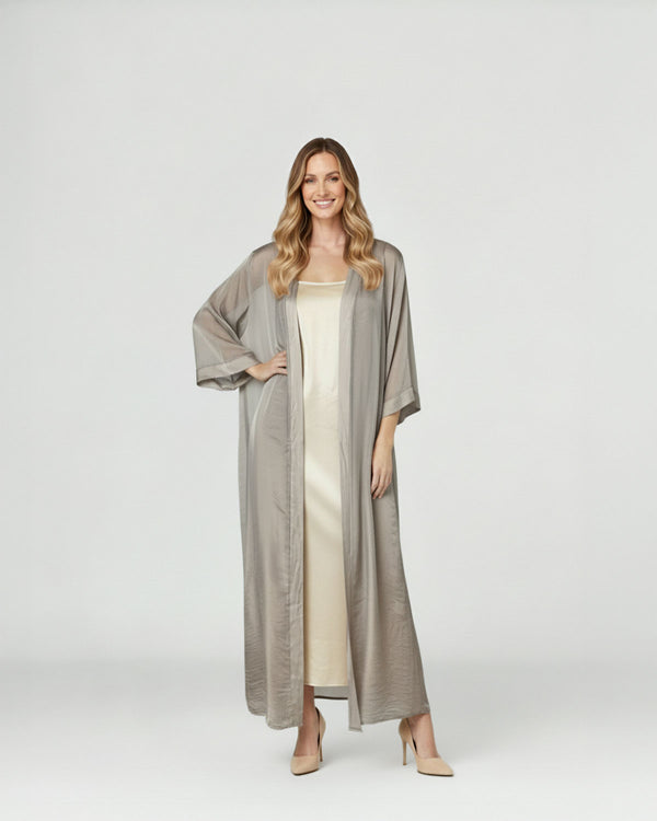 Spolverino Mujer Zita Relaxed fit Solapa Manga 3/4 con caída recta Fango Lineatre