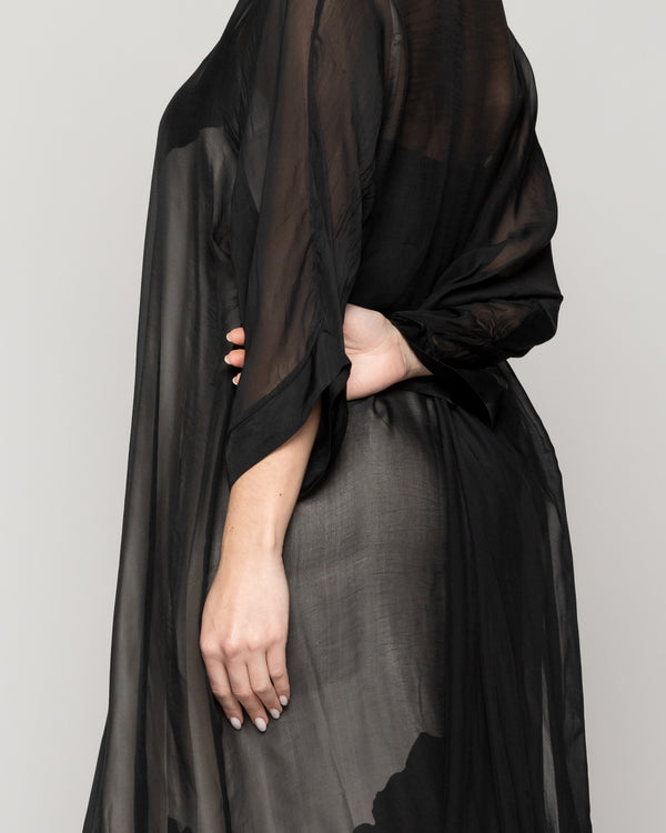 Tapado Mujer Dora Largo Gasa Negro Lineatre