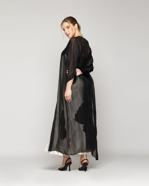 Tapado Mujer Dora Largo Gasa Negro Lineatre