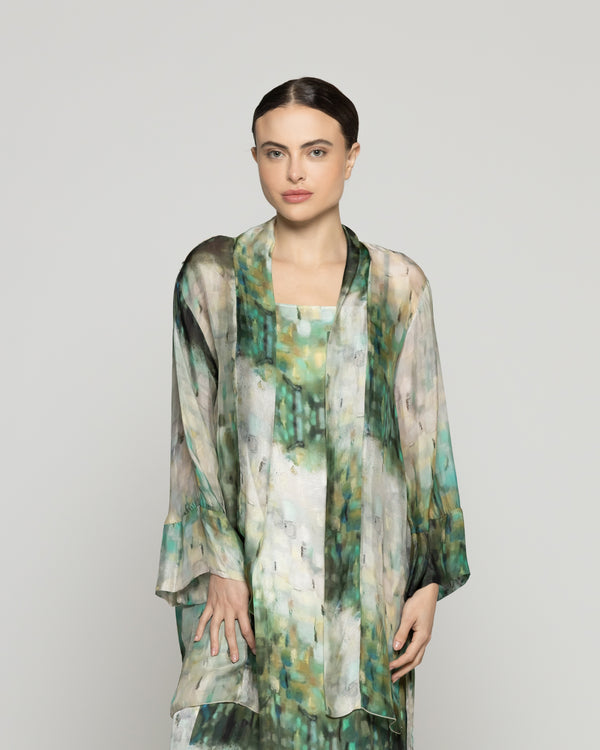 Tapado Mujer Spolverino Dafne Verde Estampado Lineatre