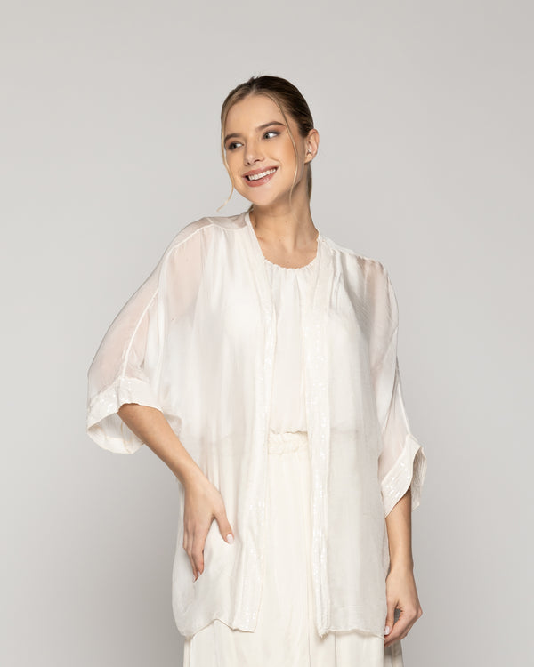 Tapado Mujer Dora Corto Gasa Blanco Crudo Lineatre