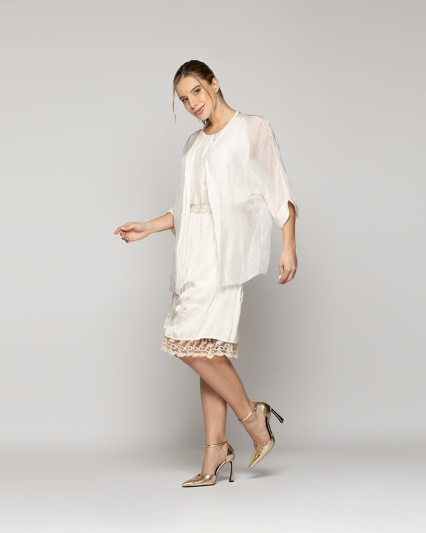 Tapado Mujer Dora Corto Gasa Blanco Crudo Lineatre