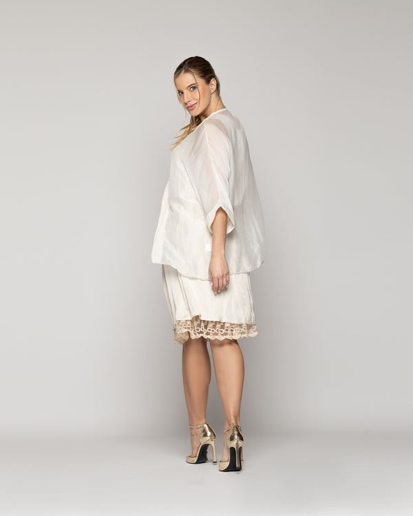 Tapado Mujer Dora Corto Gasa Blanco Crudo Lineatre