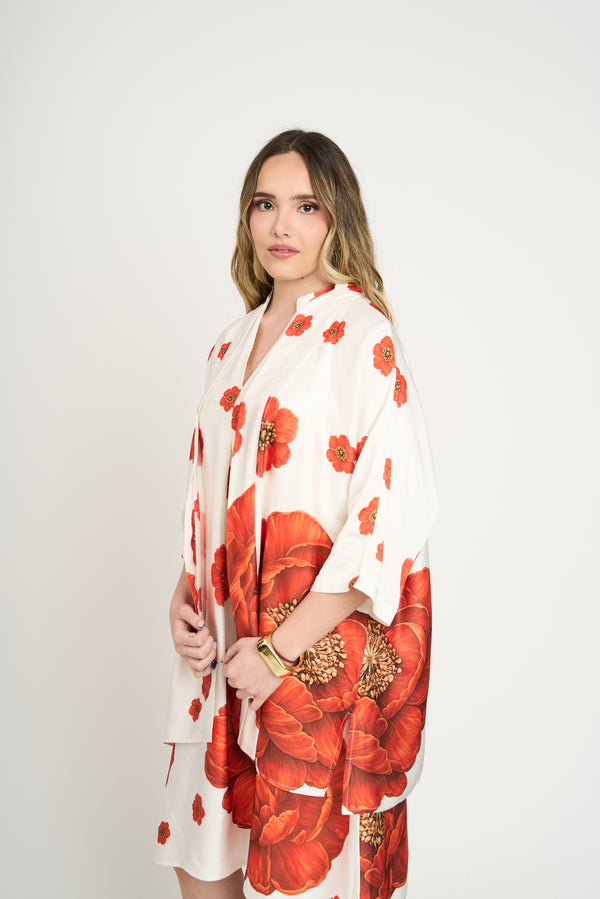 Spolverino Mujer Daniela Cuello kimono Blanco Lineatre
