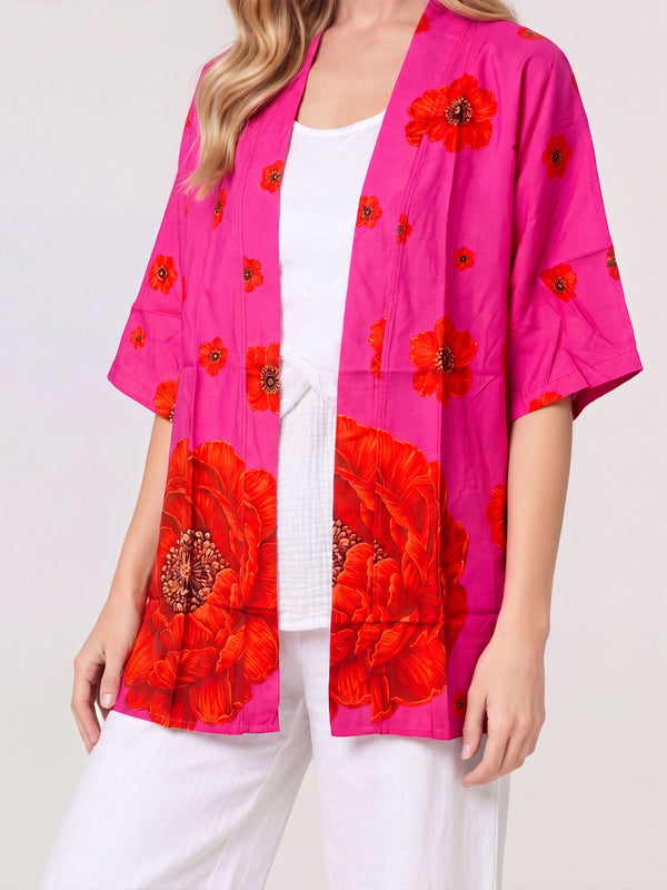 Spolverino Mujer Daniela Cuello kimono Magenta Lineatre