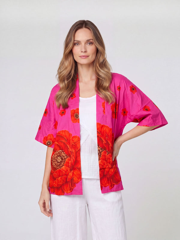 Spolverino Mujer Daniela Cuello kimono Magenta Lineatre