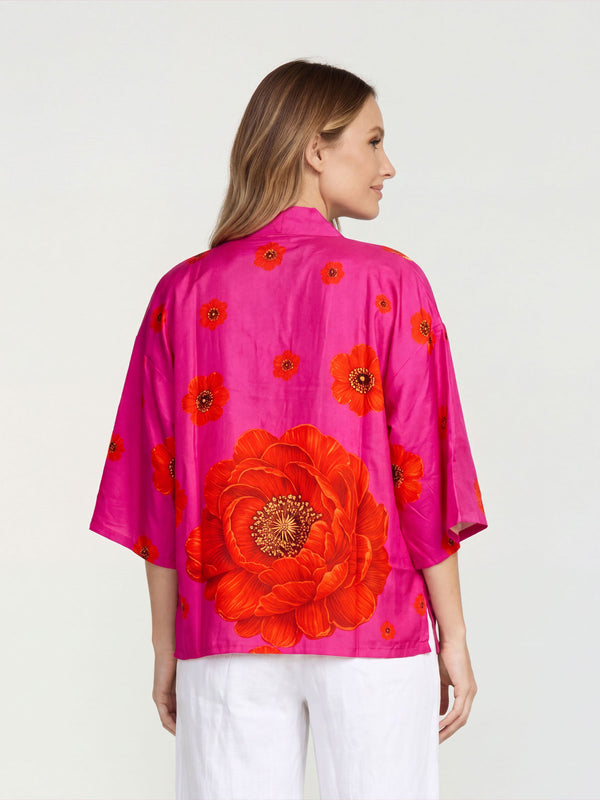 Spolverino Mujer Daniela Cuello kimono Magenta Lineatre