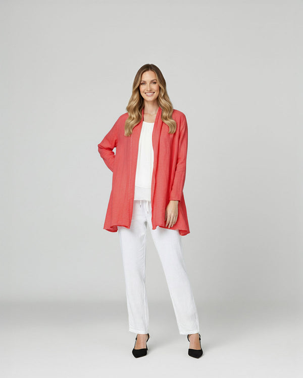 Tapado Mujer Lidonia Relaxed fit Solapa Manga 3/4 con caída recta Coral Lineatre
