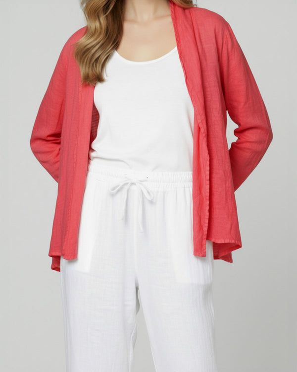 Tapado Mujer Lidonia Relaxed fit Solapa Manga 3/4 con caída recta Coral Lineatre