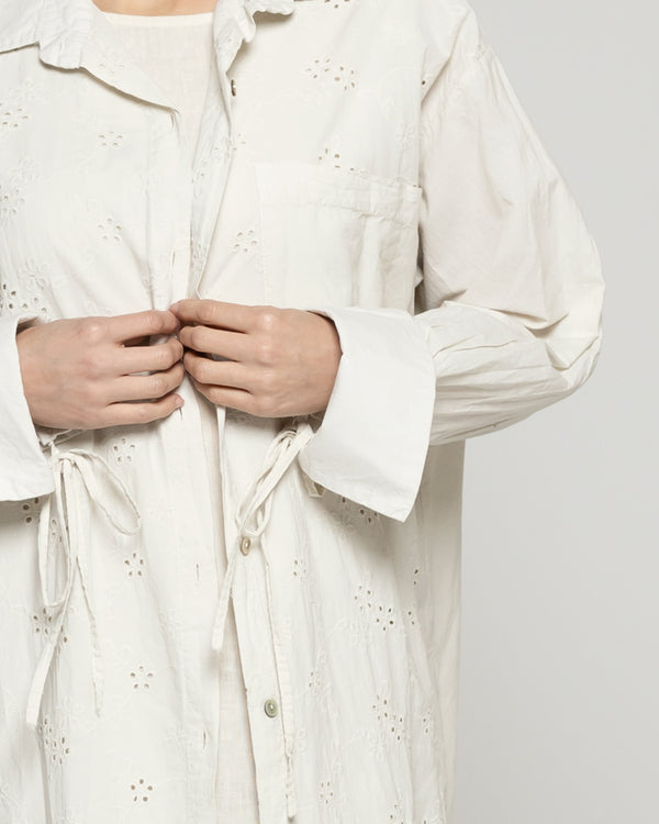 Tapado Mujer Dianella Sobrecamisa Algodón Con Broderie Beige Lineatre