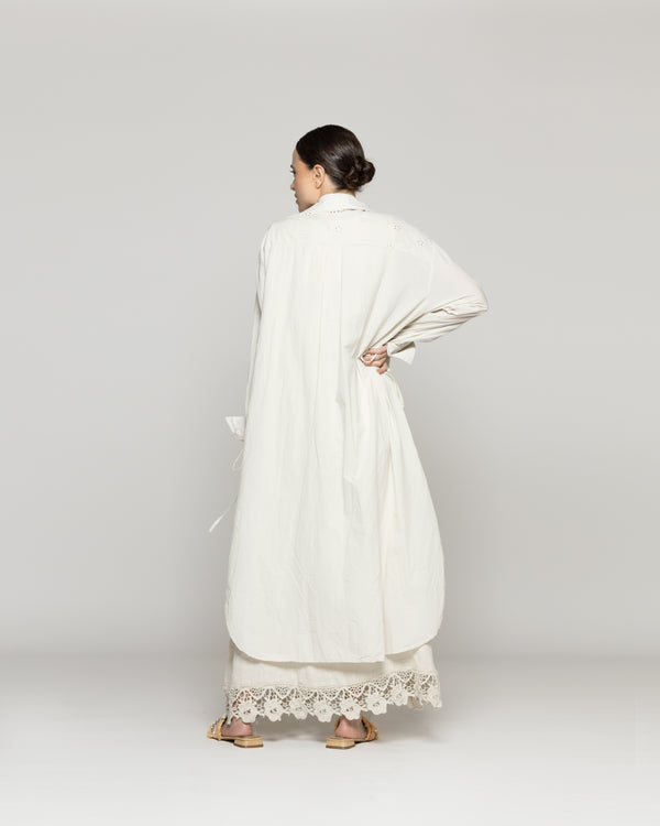 Tapado Mujer Dianella Sobrecamisa Algodón Con Broderie Beige Lineatre