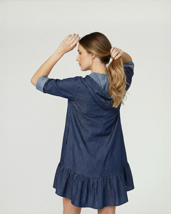 Spolverino Mujer Teodora Overside Cuello redondo Manga larga Jeans Lineatre