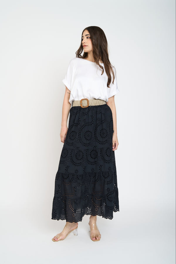 Falda Mujer Marcela Maxi Negro Lineatre