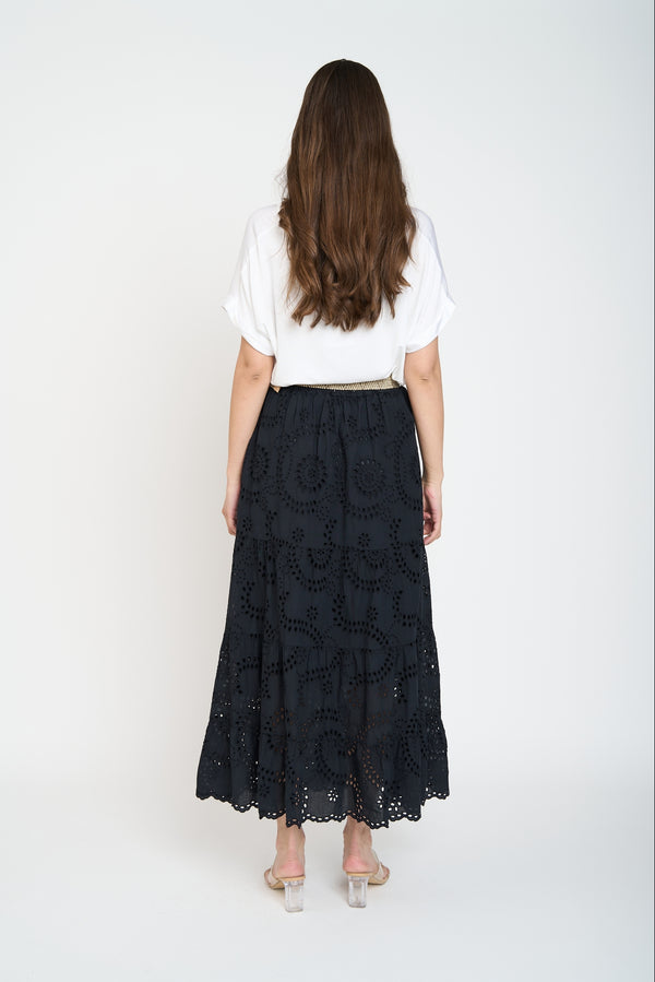 Falda Mujer Marcela Maxi Negro Lineatre