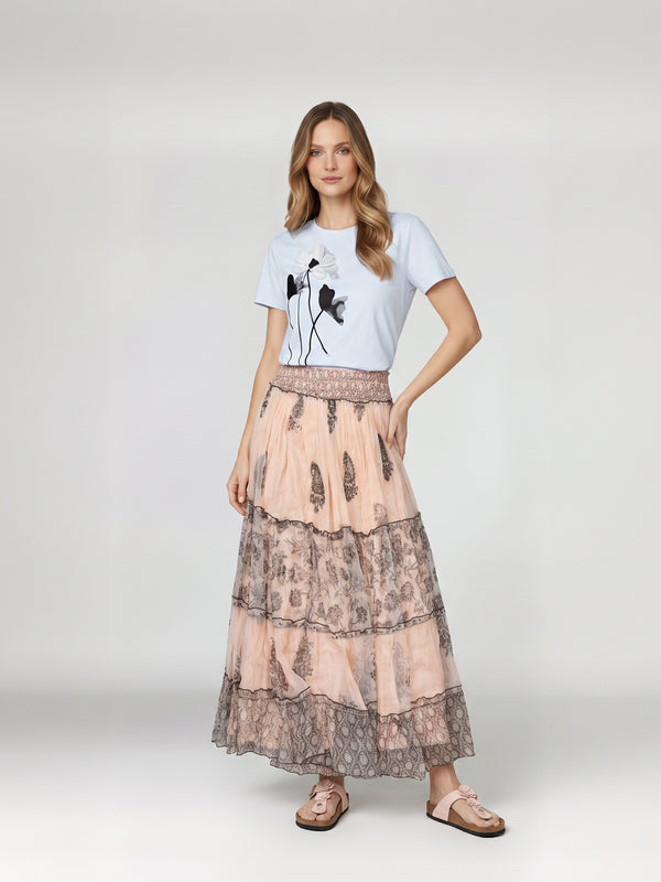 Falda Mujer Francisca Apricot Lineatré