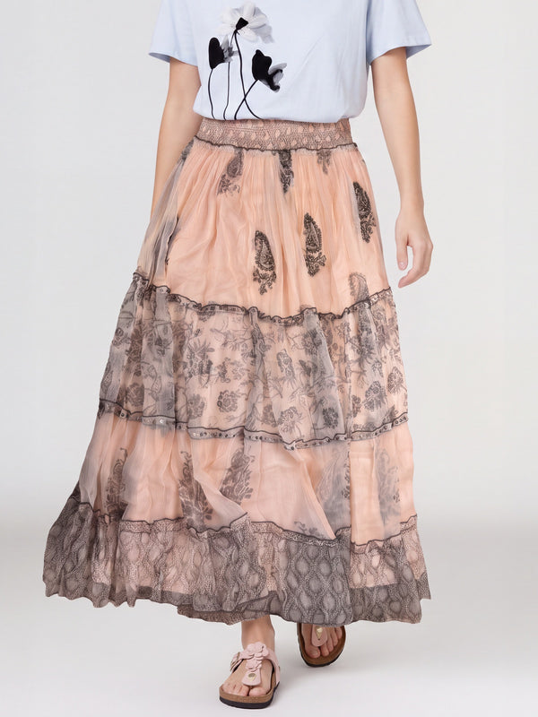 Falda Mujer Francisca Apricot Lineatré