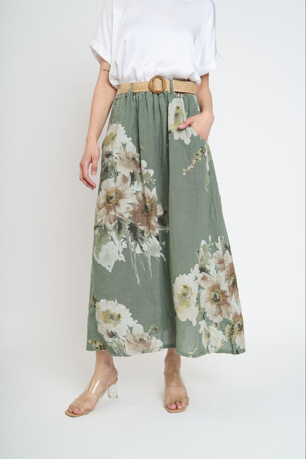 Falda Mujer Fernanda Maxi Militar Lineatre