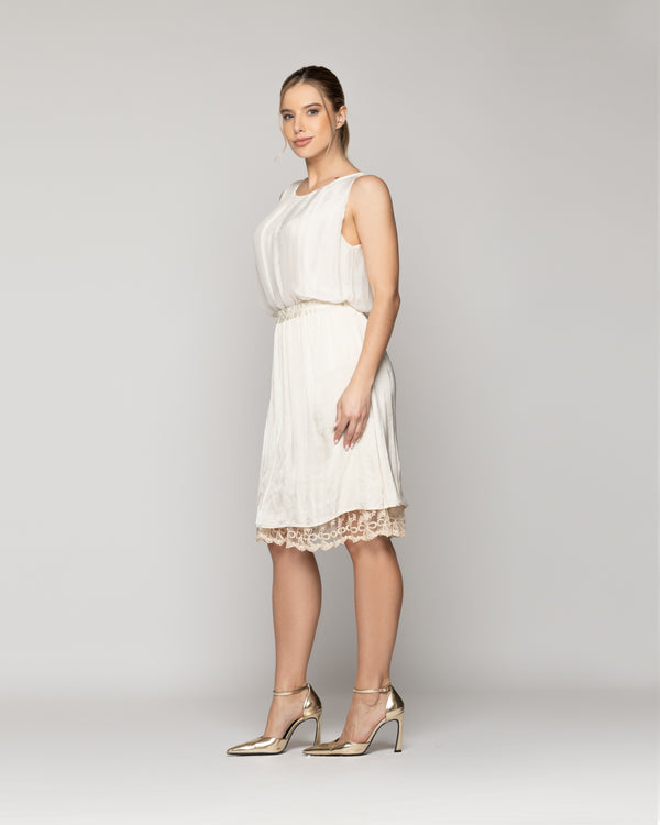 Falda Mujer Fenicia Blanco Crudo Con Encaje Lineatre