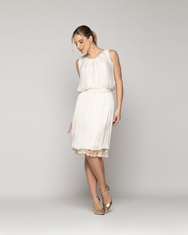 Falda Mujer Fenicia Blanco Crudo Con Encaje Lineatre