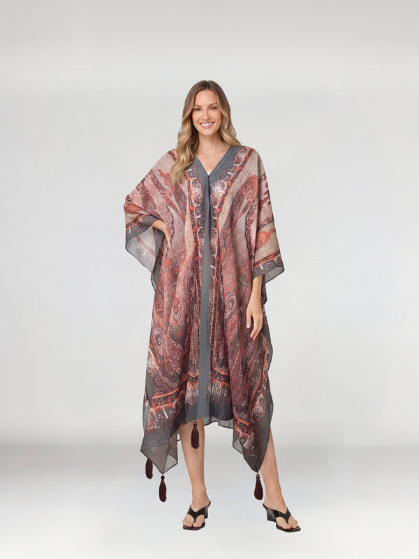Poncho Mujer Gabriela Gris Lineatré