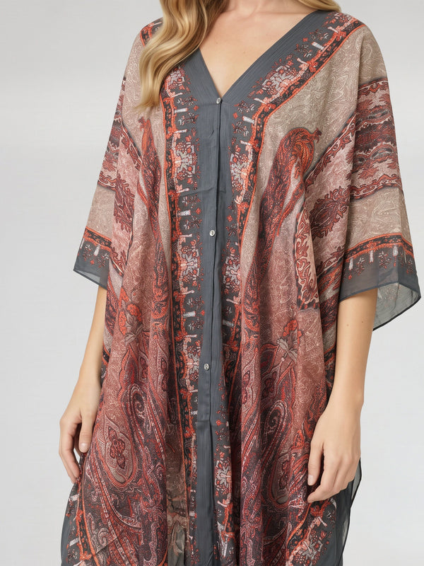 Poncho Mujer Gabriela Gris Lineatré