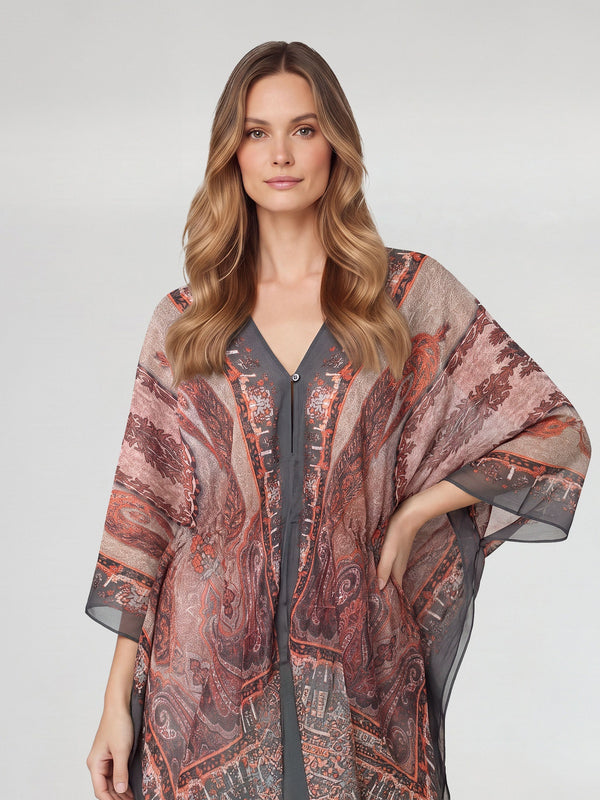 Poncho Mujer Gabriela Gris Lineatré