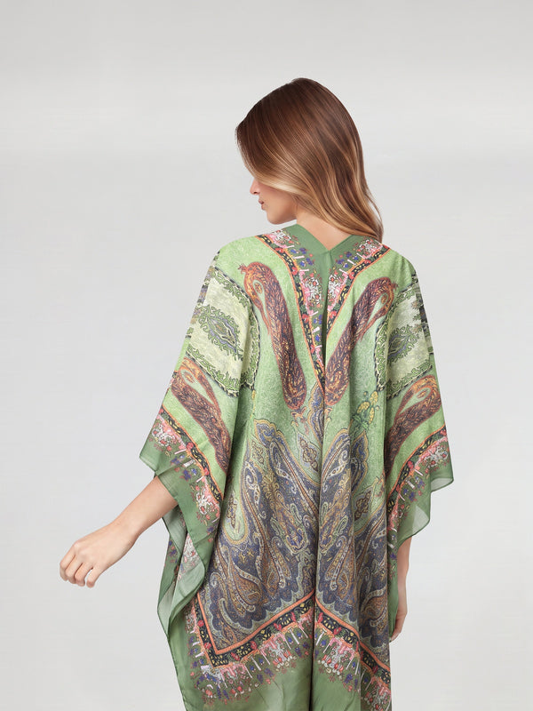 Poncho Mujer Gabriela Verde Lineatré