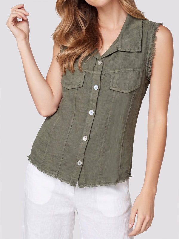 Gillet Mujer Elena Escote en V Militar Lineatre