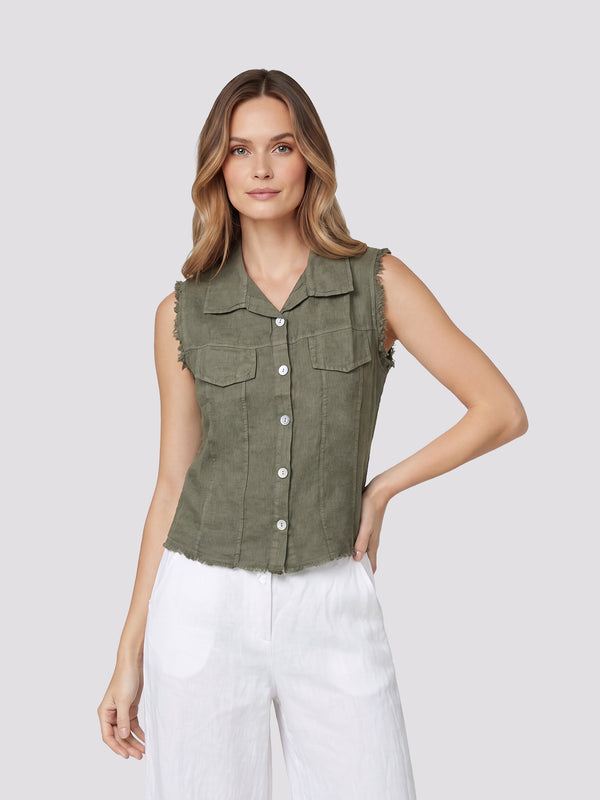 Gillet Mujer Elena Escote en V Militar Lineatre