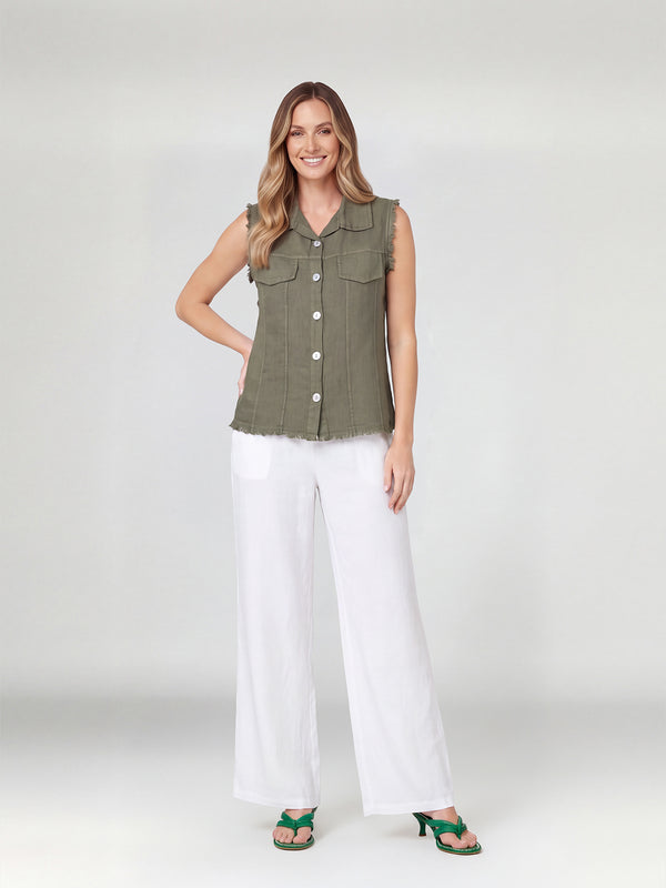 Gillet Mujer Elena Escote en V Militar Lineatre
