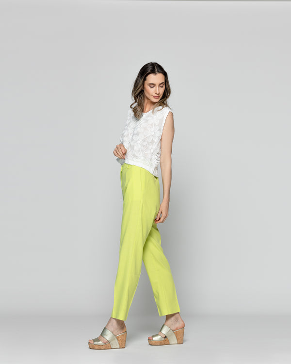 Gillet Mujer Isabella De Algodón Tejida Estilo Crochet Blanca Lineatre