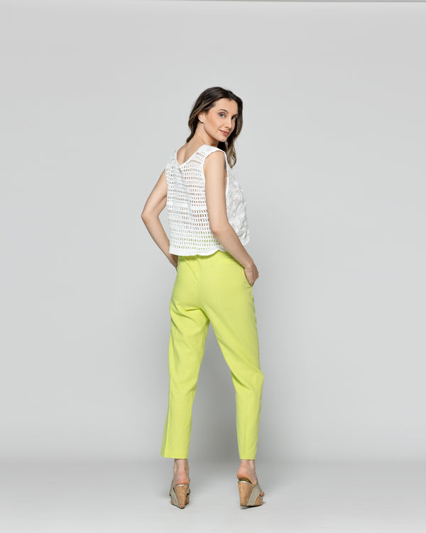 Gillet Mujer Isabella De Algodón Tejida Estilo Crochet Blanca Lineatre