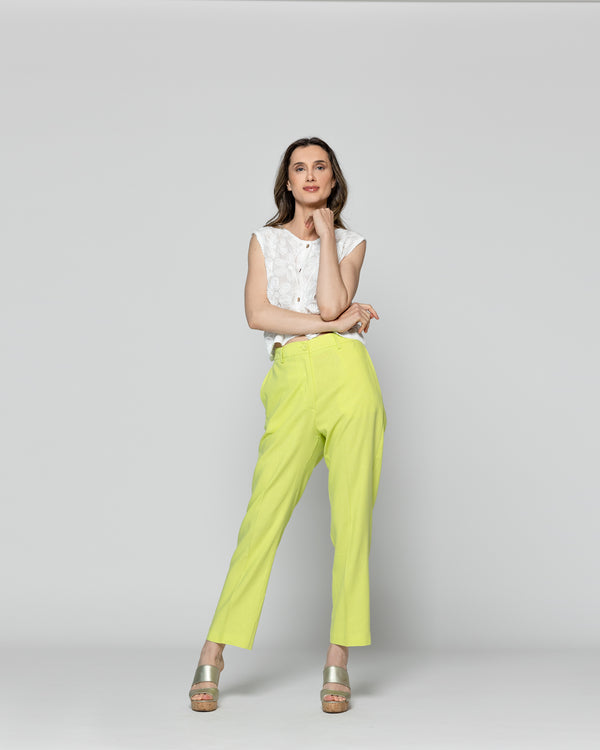 Gillet Mujer Isabella De Algodón Tejida Estilo Crochet Blanca Lineatre