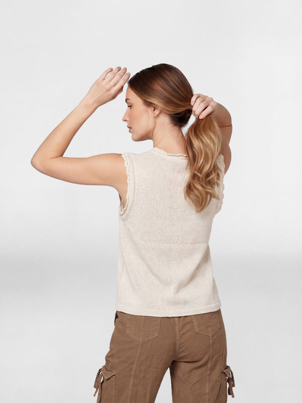 Gillet Mujer Martina Cuello redondo Blanco Lineatre
