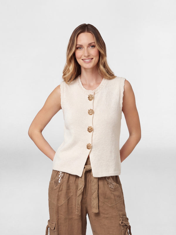 Gillet Mujer Martina Cuello redondo Blanco Lineatre