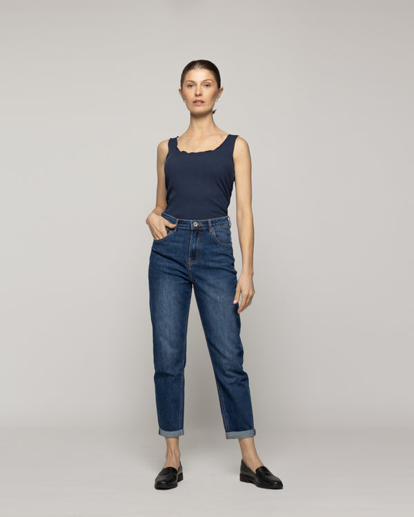 Jeans Jessica Tiro Alto Calce Regular Azul Lineatre
