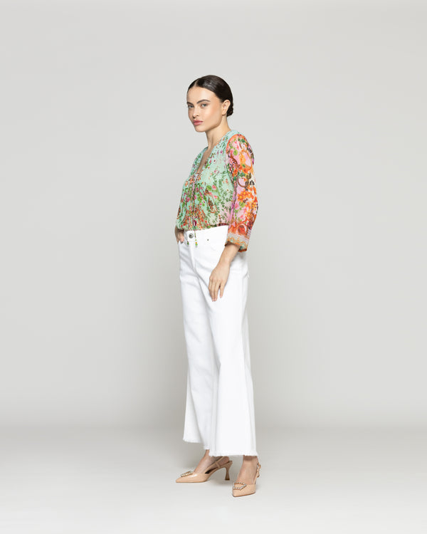 Jeans Mujer Julia Wide Leg Blanco Lineatre