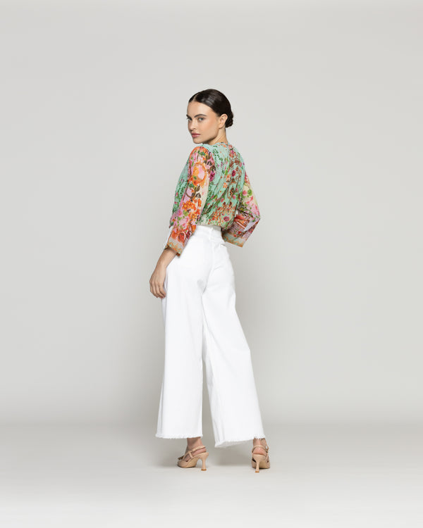 Jeans Mujer Julia Wide Leg Blanco Lineatre