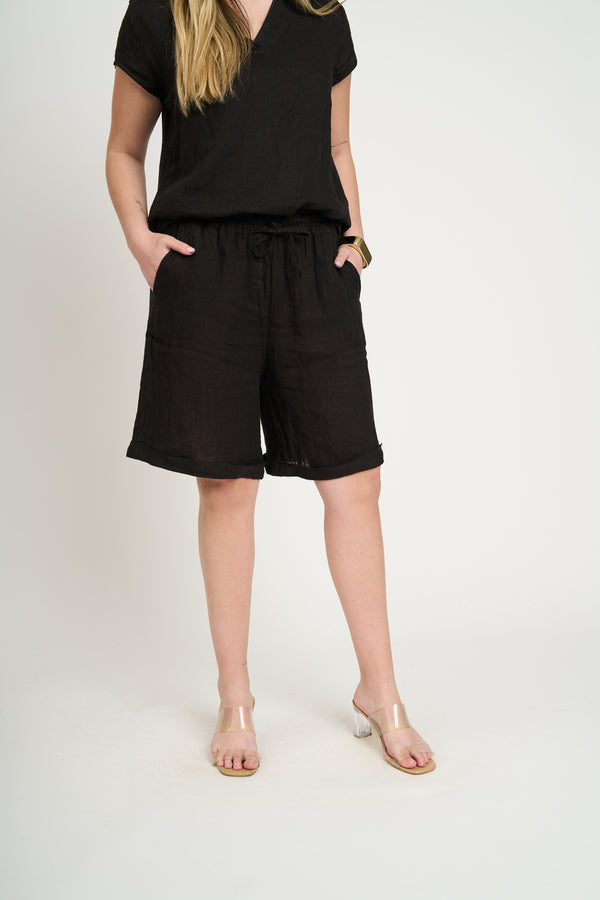 Pantalón Mujer Soledad Lino Negro Lineatre