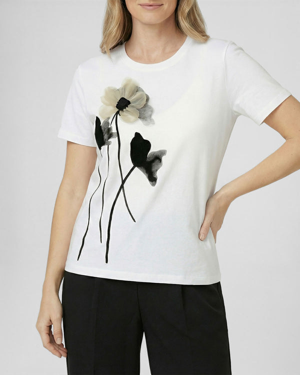 Polera Mujer Zita Regular Cuello redondo Manga corta Blanco Lineatre