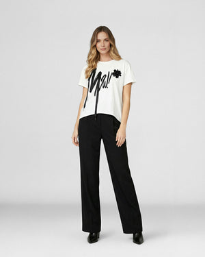 Polera Mujer Saveria Overside Cuello redondo Manga corta Blanco Lineatre