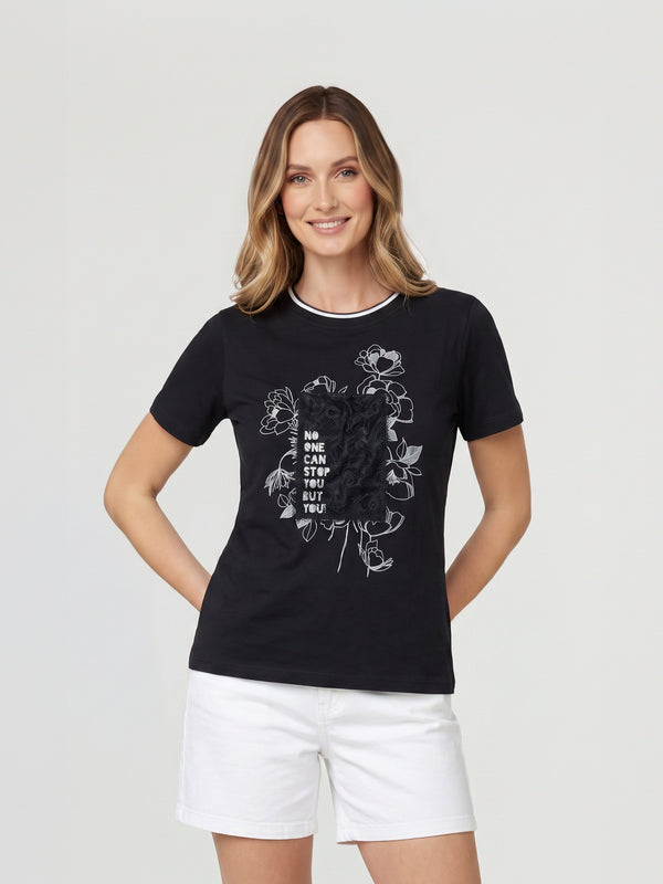 Polera Mujer Valentina Negro Lineatré