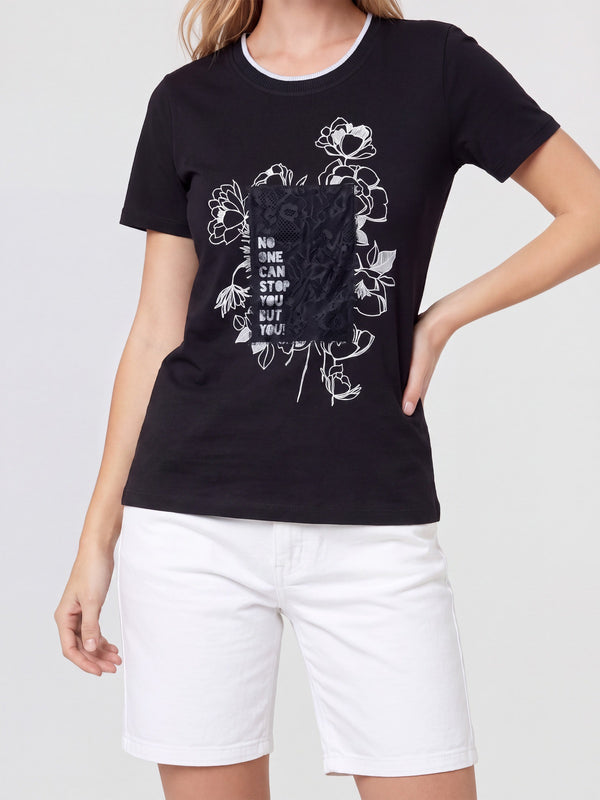Polera Mujer Valentina Negro Lineatré