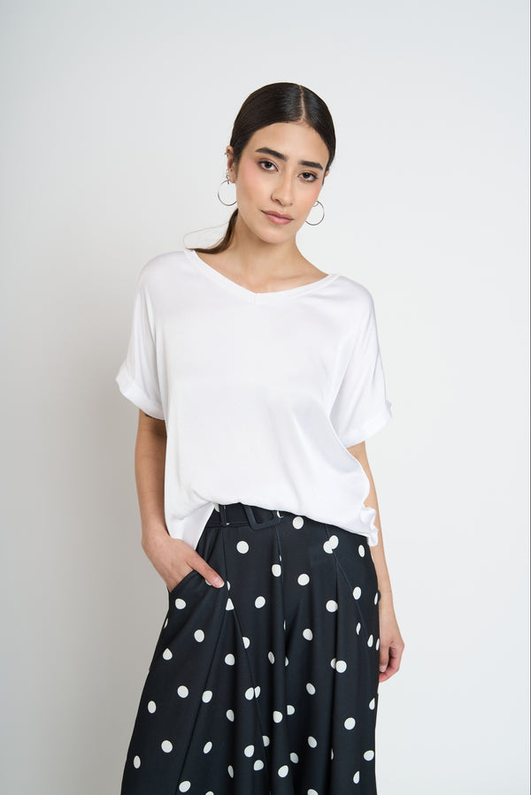 Polera Mujer Mia Manga corta Blanco Lineatre