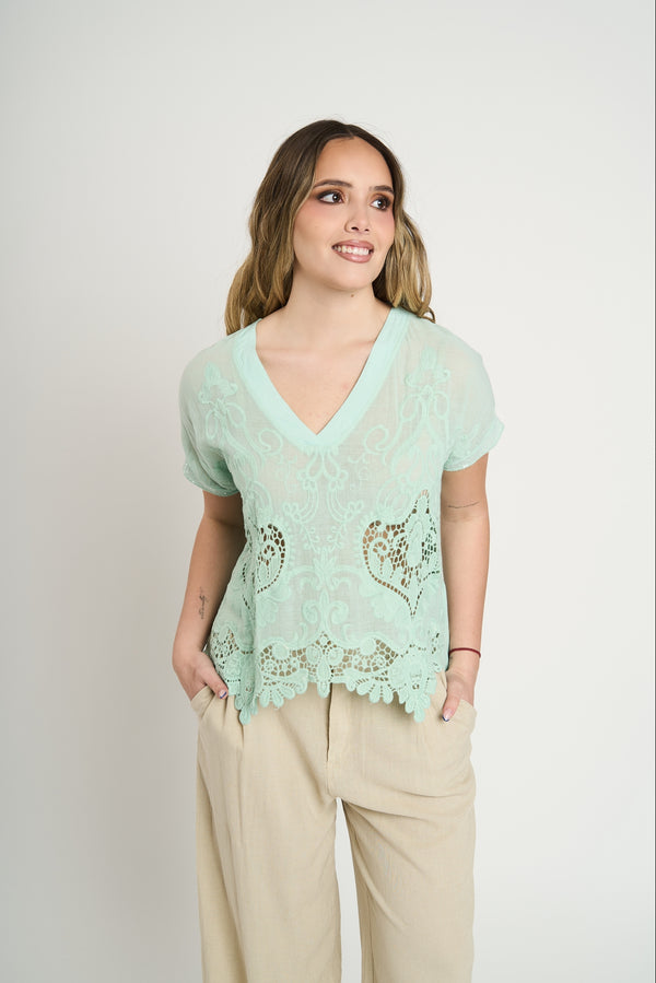 Polera Mujer Veronica Agua Lineatre