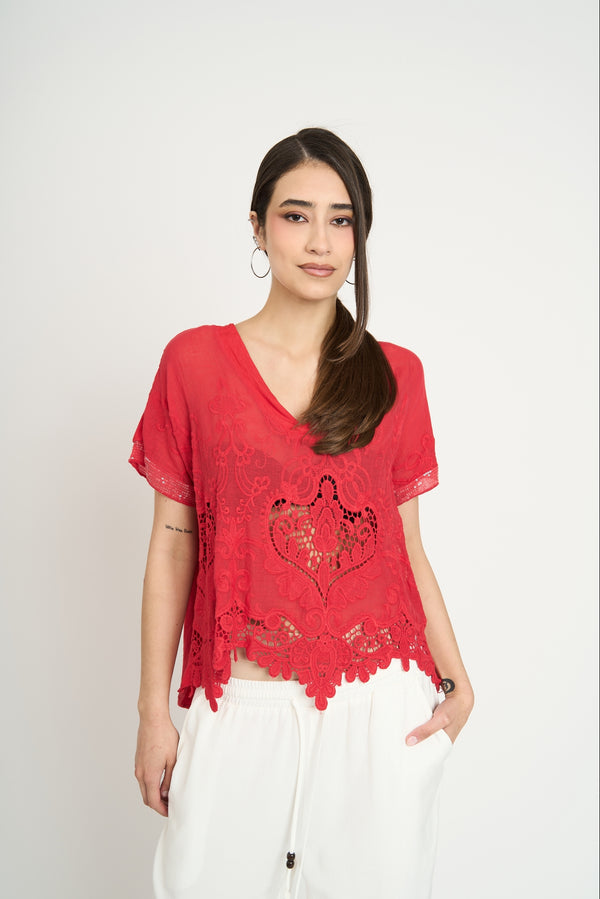 Polera Mujer Veronica Rojo Lineatre