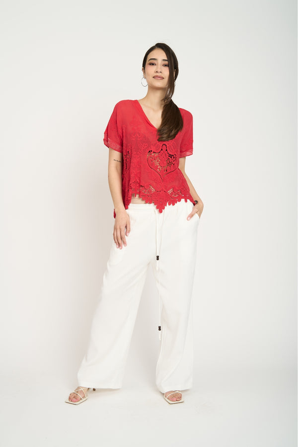 Polera Mujer Veronica Rojo Lineatre
