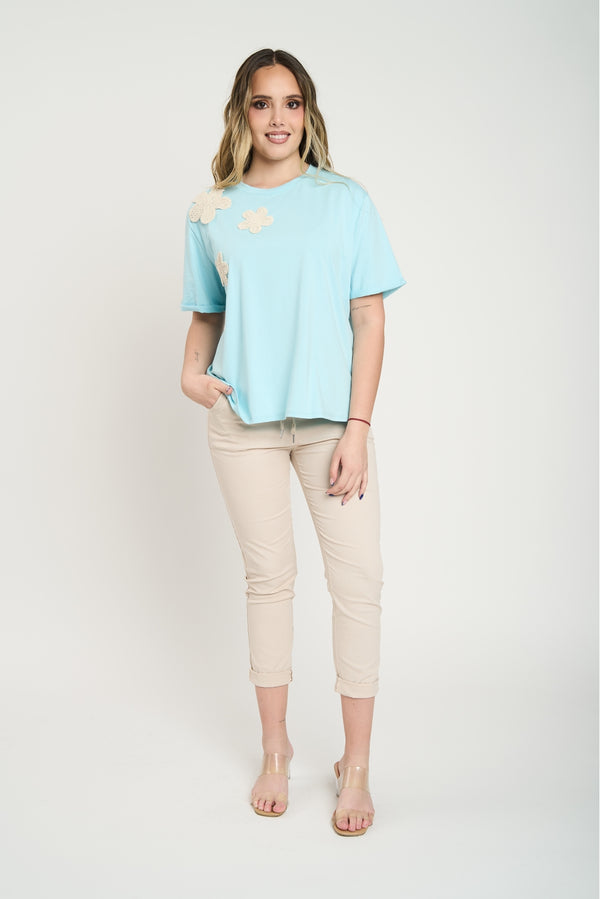Pantalón Mujer Lea Largo Tiro Alto Beige Lineatre