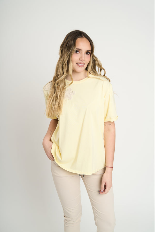 Polera Mujer Isidora Manga corta Amarillo Lineatre